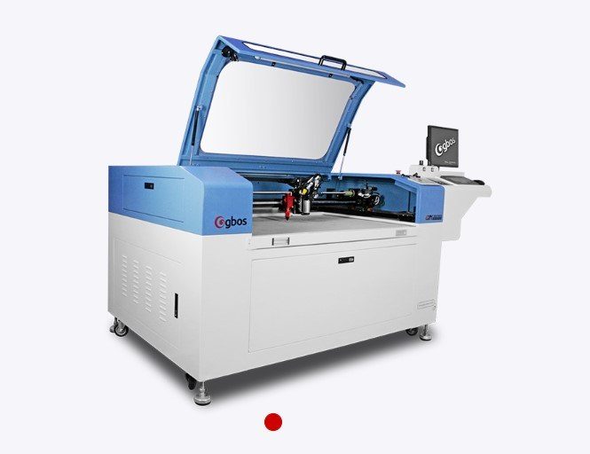 A dual-head laser cutting system used for lace trims and edges.